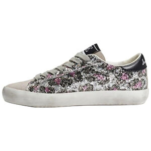 Sam Edelman Kids' Aubrie Sparkle Glitter Lace-Up Sneakers Size 4 Purple Silver